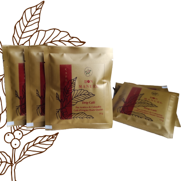 5 Drips sachet individuel<br>filtre & café moulu<br>Pur Arabica<br>100% Colombie