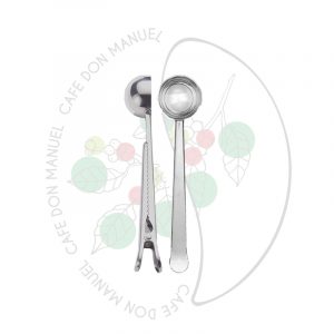 Cuillère Doseuse à Café<br>avec Pince de Fermeture<br>dorée – argentée