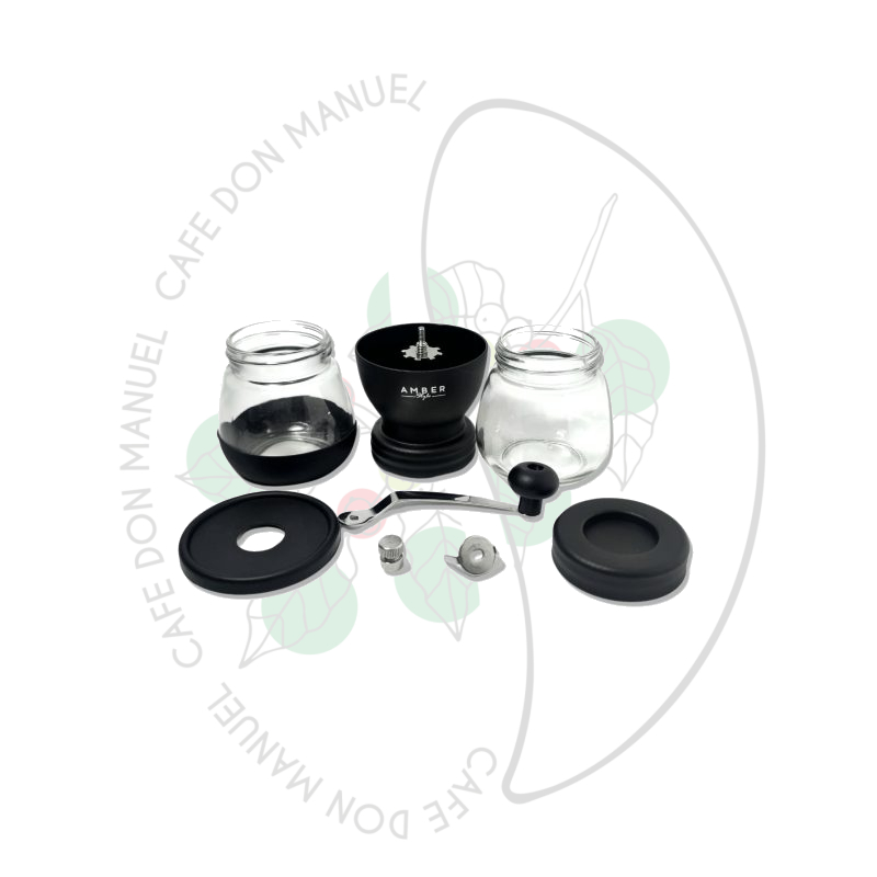 Moulin à café en verre<br>avec double récipient<br>Meules en céramique – Image 2